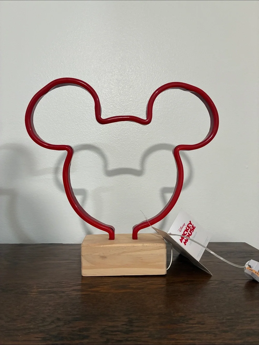 NWT- Disney- LED Light Up- RED- Mickey Mouse Head Neon Accent Light
